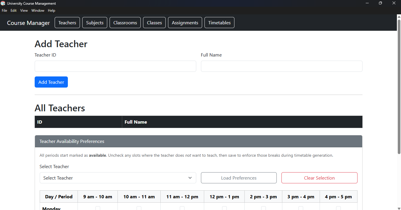 Automatic Timetable Generator